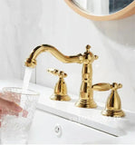 Faucet Brass Gold Widespread Bathroom Basin Antique Sink Water Hole And Pop 3 Up Hot Tap Cold