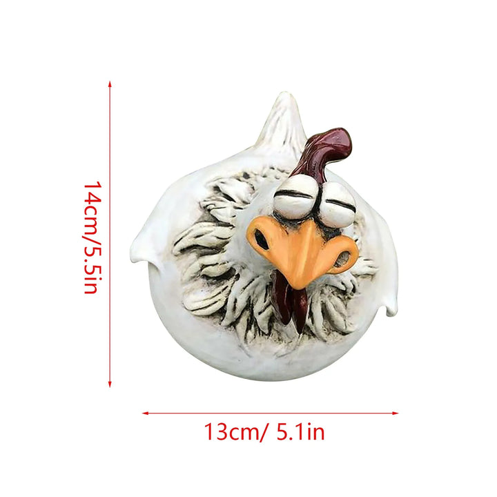 Chicken Sitting on Fence Decor Garden Statues for Fences Rooster Wall Art Yard Sculptures Farm Patio Lawn Decoration