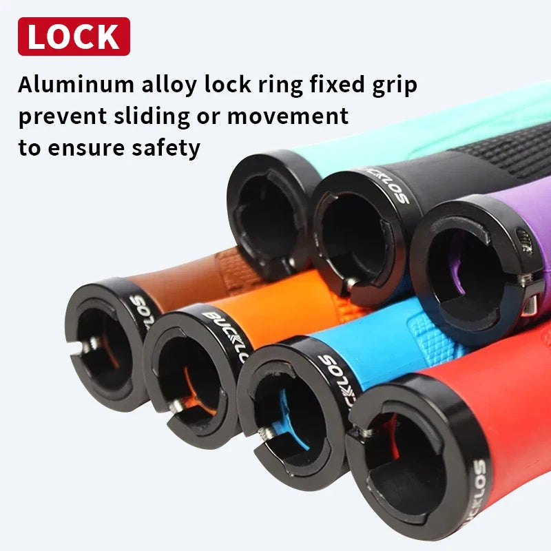 BUCKLOS Bicycle Handlebar Grip Ergonomic Lock on Bike Handle Cover Shock-absorbing Cycling Handles Bar Soft Mtb Grips