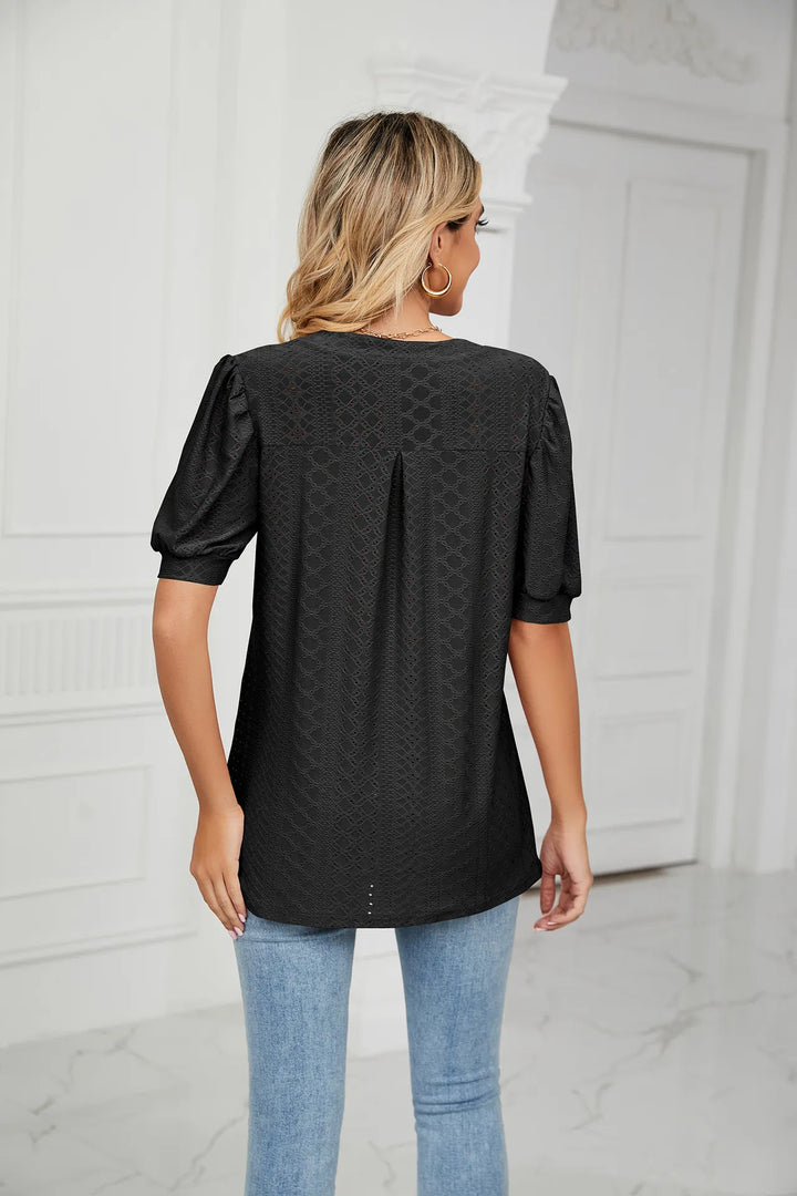 Womens Summer Tops V Neck Ruffle Sleeve Blouses Short Sleeve Casual Tops T-Shirts For Women