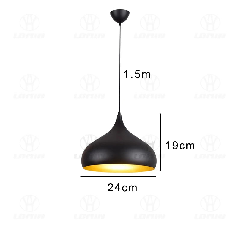 Nordic Retro Industrial Black Ceiling Pendant Lamp E27 for Restaurant Dining Table Bar Decorative Lighting Fixture