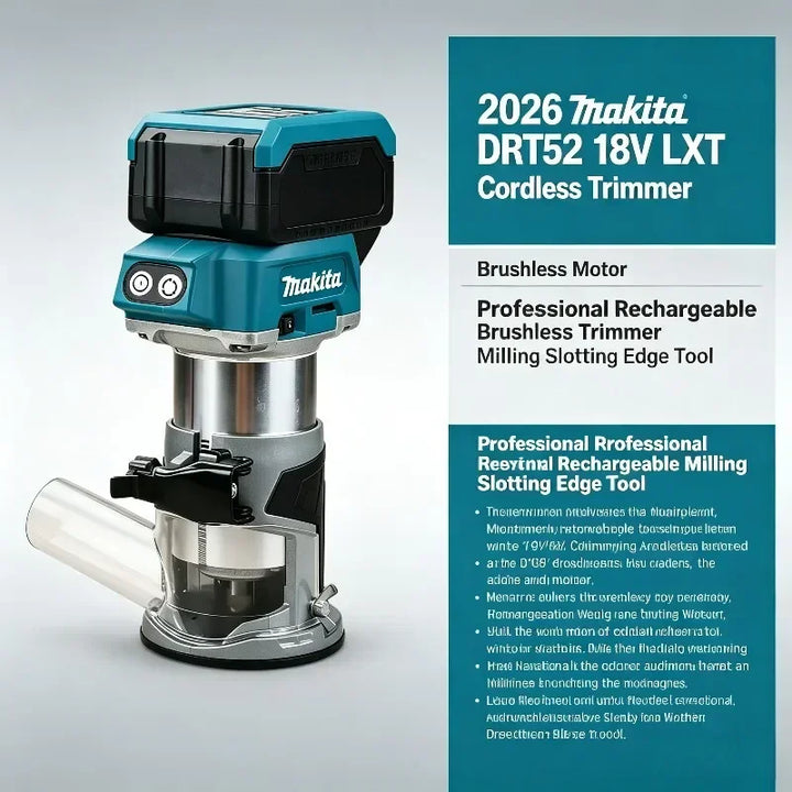 Makita DRT52 18V LXT Brushless Trim Lith‑ion Powered Woodworking Milling Tool 6.0Ah Battery For Wood Edge Trimming & Grooving