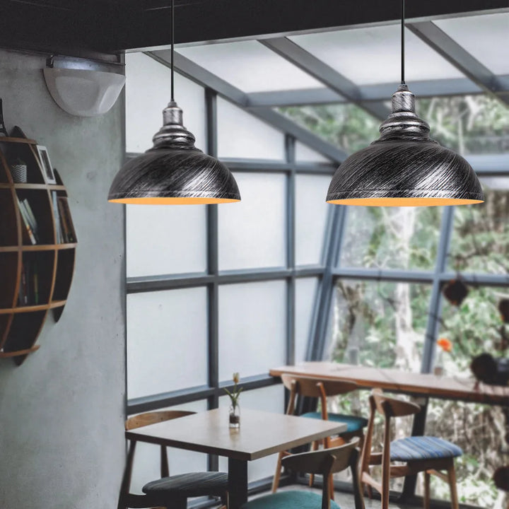 Vintage Bronze Black Metal Hanging Lamp Shade Edison Pendant Light Industrial Lamp