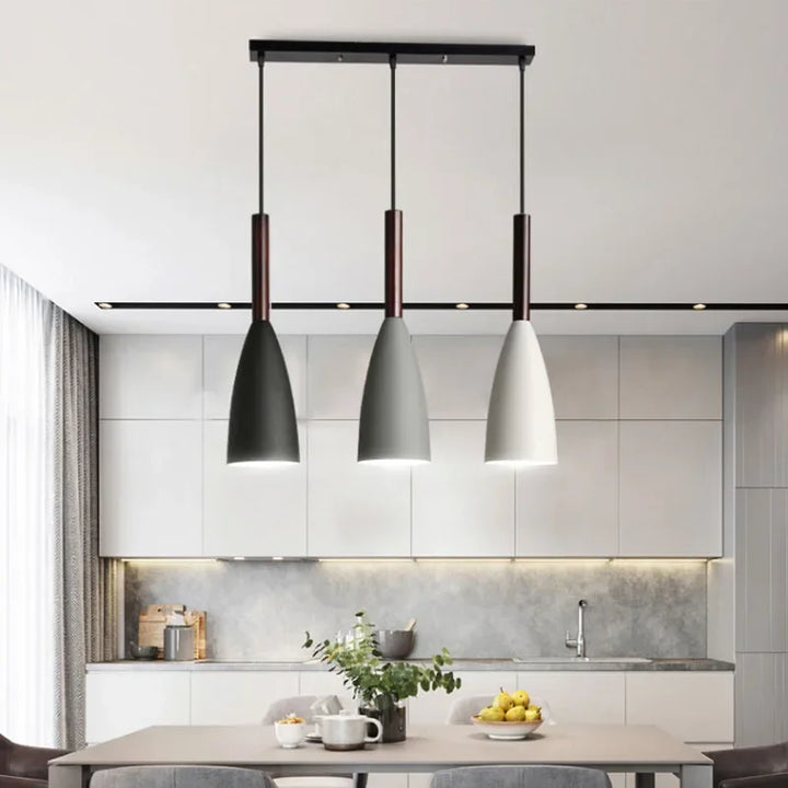 Nordic Style Simple Modern Single Head Three Head Home Black and White Gray Restaurant Lamp Bedroom Lamp Bar Small Chandelier