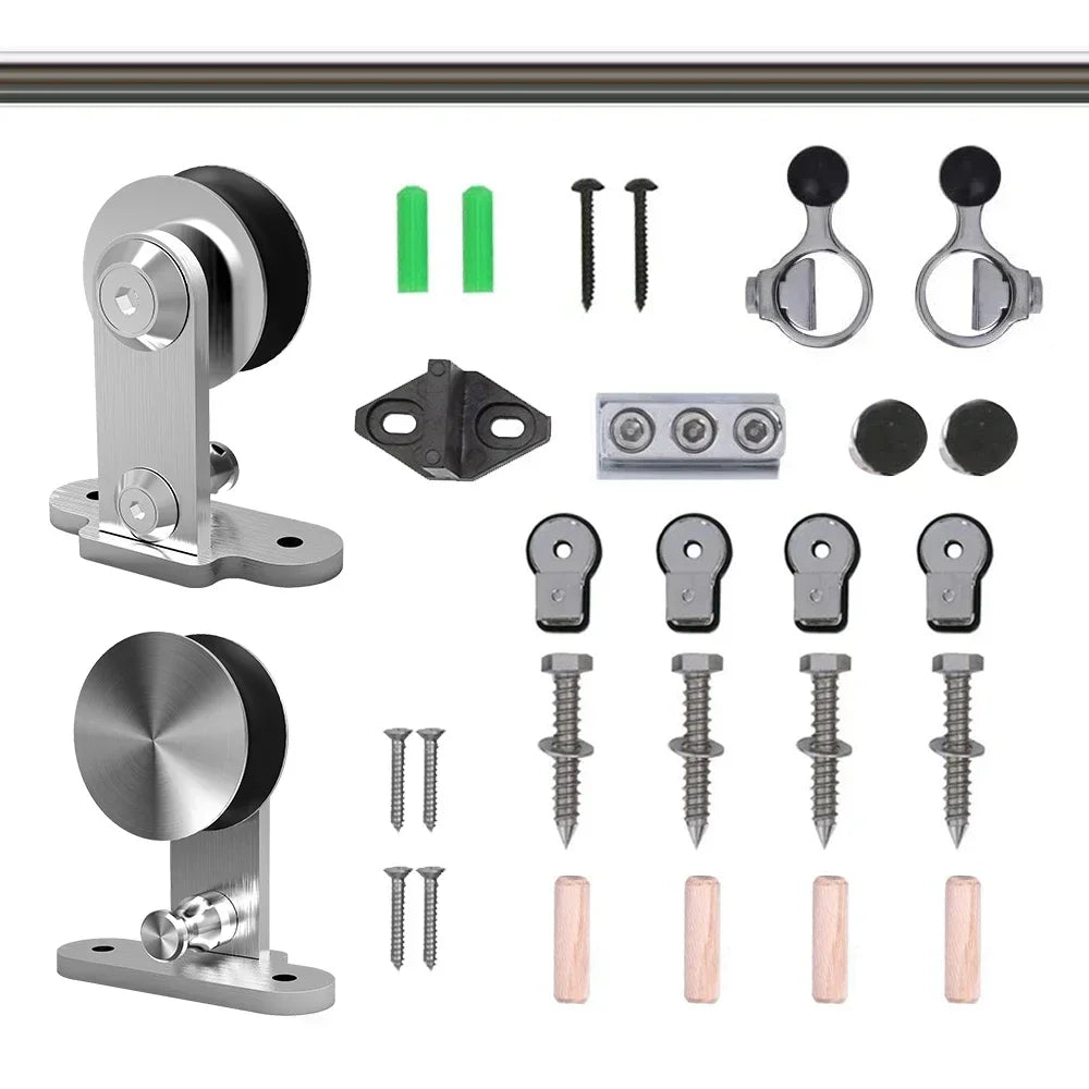 4-16 ft Sliding Barn Door for Single Door, Hardware, Stainless Steel, T Shape Hanger Kit, Smoothly and Silently