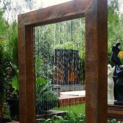 Metal rain curtain water feature Keten steel contemporary garden fountain