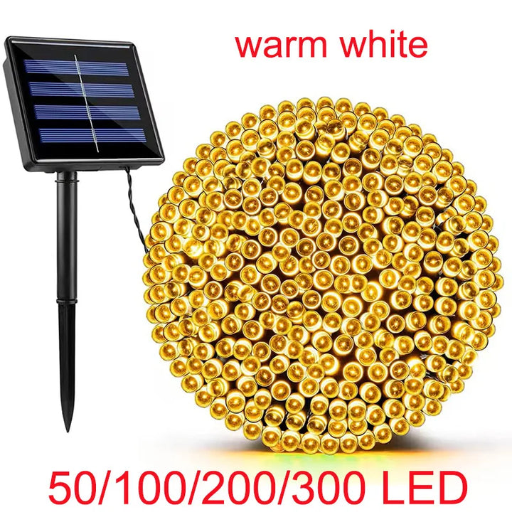 Large Solar Panel Fast Charge Lamp Outdoor Solar String Fairy Light Waterproof Garland String Lights