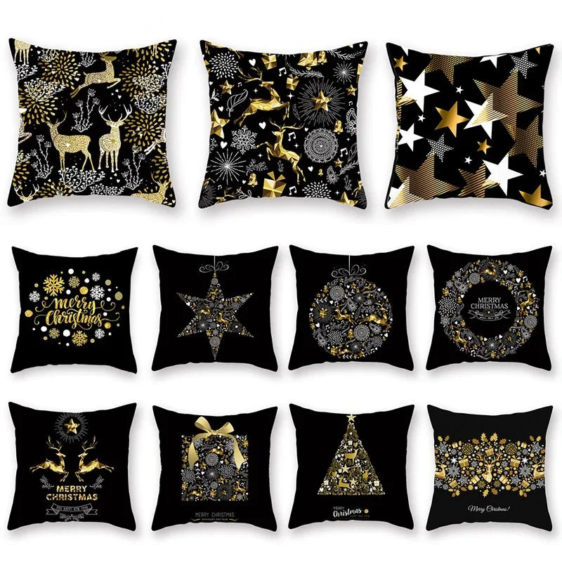 1pcs/set Christmas Black Gold Cushion Cover Merry Christmas Decorations for Home