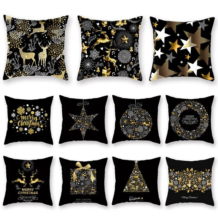 1pcs/set Christmas Black Gold Cushion Cover Merry Christmas Decorations for Home