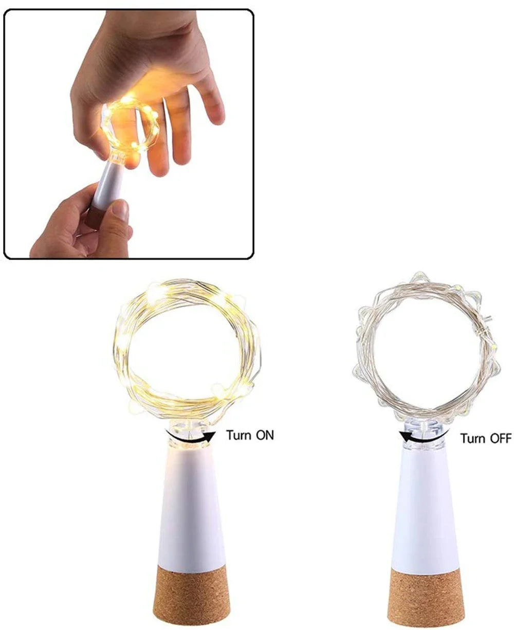 5-pack 2m Cork Bottle Fairy Lights USB Rechargeable Christmas Garland String Lights for Bedroom Room Home Wedding Party Decor