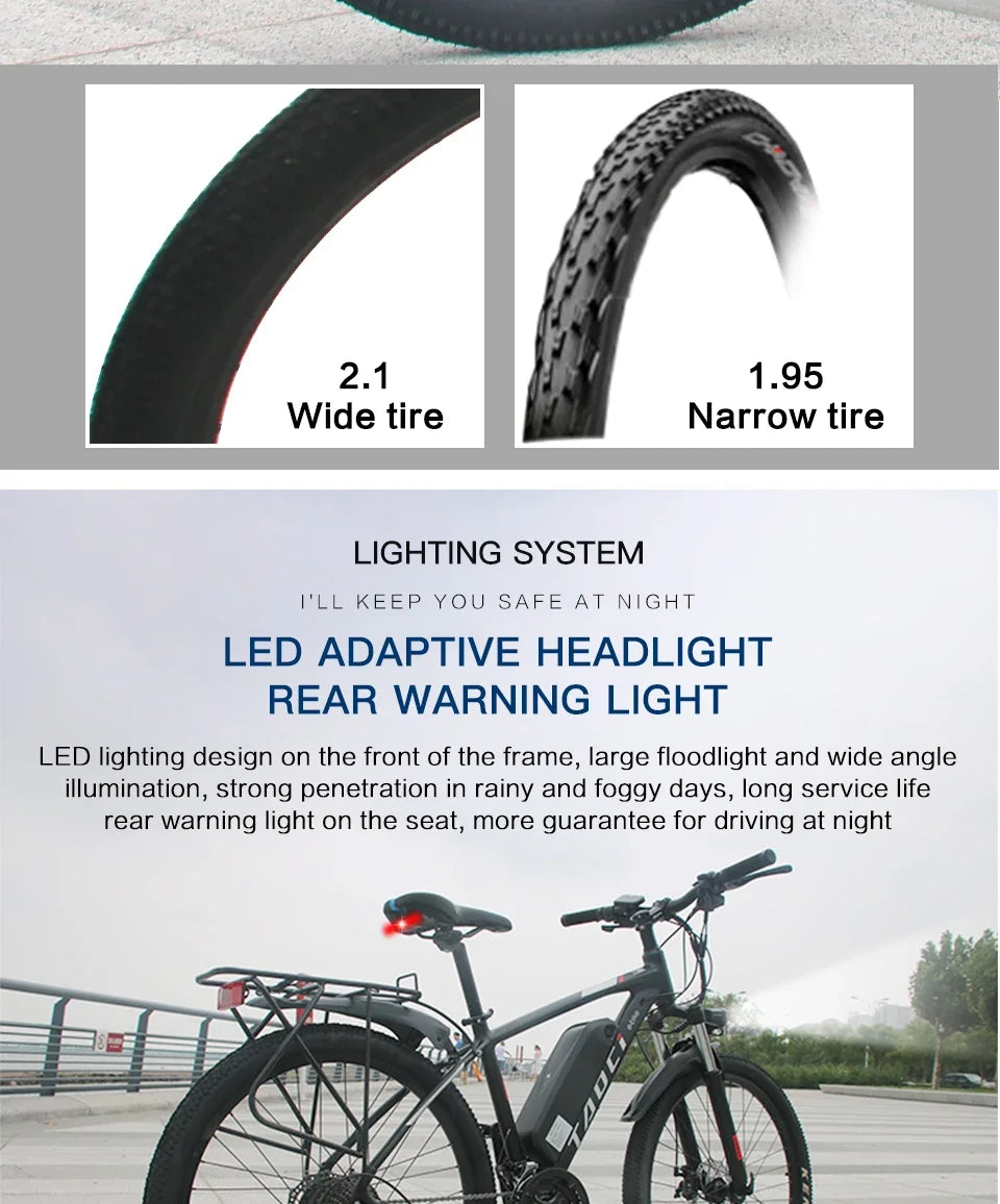 AKEZ Electric Bicycle 36V13AH Lithium Battery 350W Brushless motor Adult E-Bike 26Inch Thin tire Urban Commuting Electric Bike