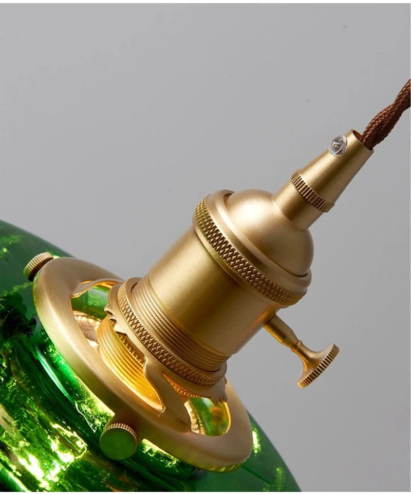 Suspension Green Stripe Glass Chandelier E27 Restaurant Pendant Light For Dining Room Kitchen Cafe Bedside Hanging Lamp Fixtures