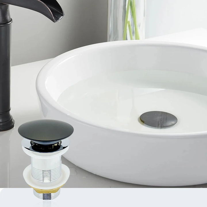 Bathroom Push Down Pop-Up Drain Sink Waste Stopper Valve Chrome Body with Color Lid Washbasin Water Head Deodorization Stopper