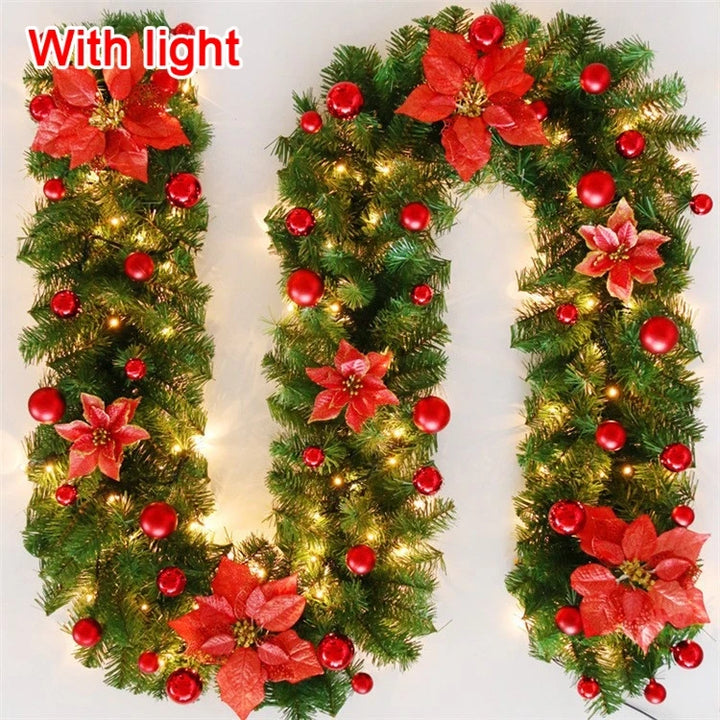 270cm Christmas LED Rattan Garland Decorative For Staircase Fireplace Christmas Decoration Xmas Tree Rattan Banner Home Pendant