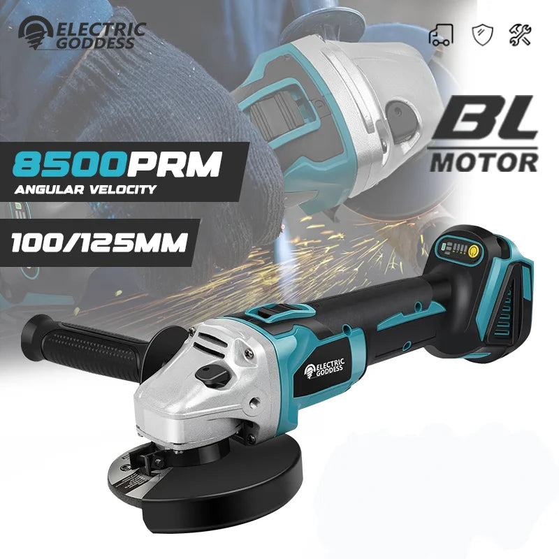 125/100mm Brushless Angle Grinder Polishing Cutting Machine Cordless Angle Grinder Tool For Makita 18V Battery Pin