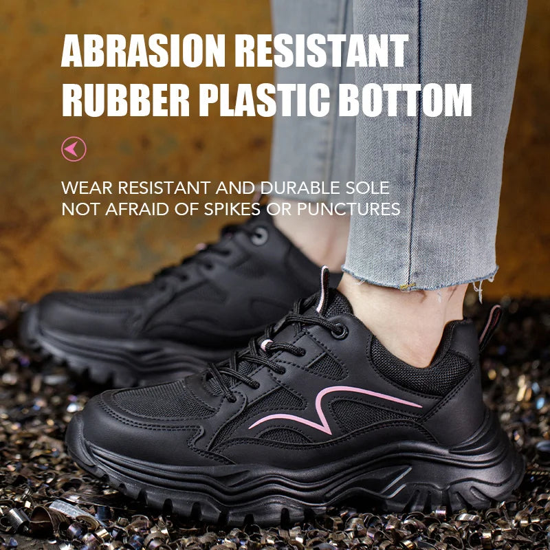 Safety Shoes Women Work Sneakers Structured Shoes Pneumatic-Proof Protective Shoes Work Boots Steel Toe Female Platform Shoes