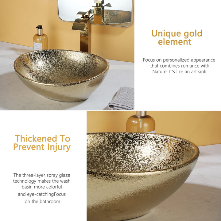 KEMAIDI Oval Vessel Sink with Faucet White Marbling Bathroom Vessel Sinks Above Counter  Ceramic Vessel Sinks for Bathroom Mixer