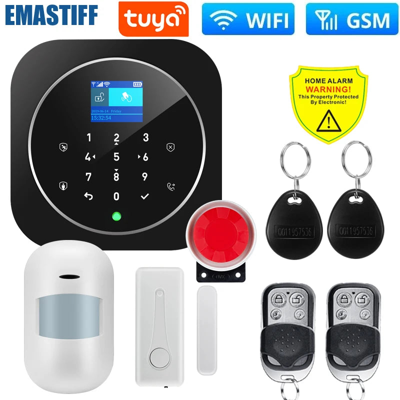 NEW Tuya WIFI W9B Alarm System for Home Burglar Security 433MHz WiFi GSM Alarm Wireless Tuya Smart House App Control