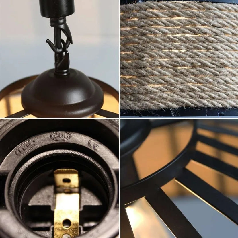 E27 Hemp Rope Woven Pendant Light Classic Vintage Countryside Villa Droplight Tea Room Bedroom Dining Room Retro Hanging Lamp