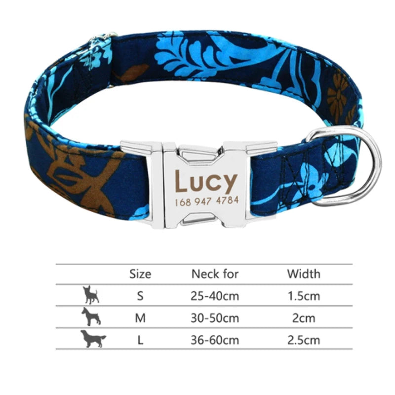 Personalized Small Medium Large Dog Cat Nylon Collar Custom Engraved Name ID Adjustable