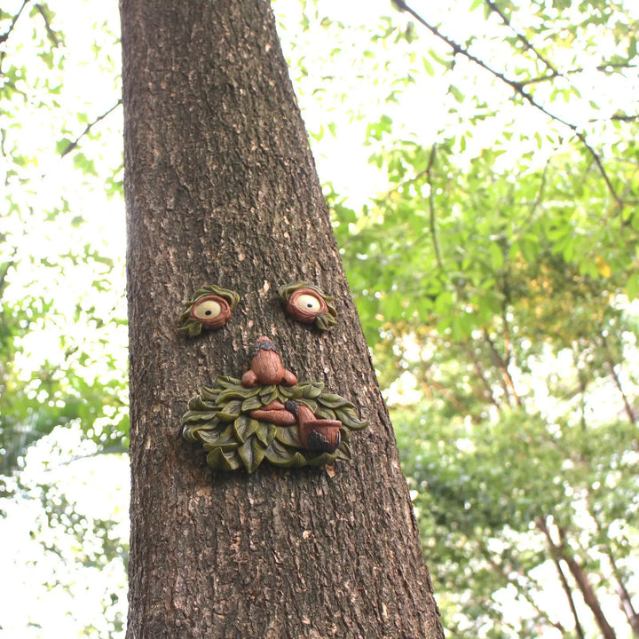 ‌Glowing Resin Tree Face Pipe - Magical Night Light for Outdoor Garden Decor‌