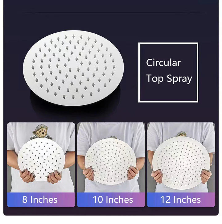 4/6/8/10/12 Inch Pressurized Rain Shower Head Stainless Steel Square Round Rain Shower Head Large Water Outlet Shower Head