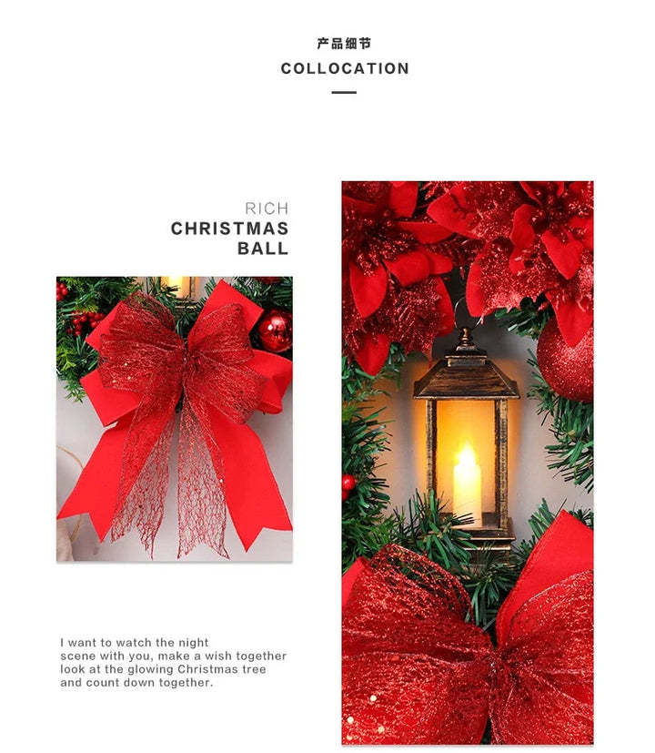 Christmas Wreath for Front Door Red Gold Window Wall Door Decorations 2024 Christmas Garland Ornament Guirnalda Navidad