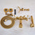 Polished Gold Brass Wall Mount Bathroom Bathtub Faucet Dual Handles Bath Shower Mixer Tap with Hand Shower