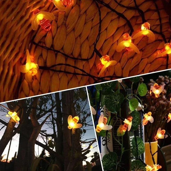 20/50/100 LED Solar Cute Bee Fairy String Lights Garden Fairy Lights 8 Mode Outdoor Lighting for Easter Christmas Wedding Decor