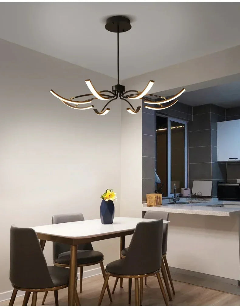 Modern Black Gold Dimming Pendant Light Nordic Creative LED Ceiling Chandeliers For Living Room Home Decor Light Fixtures