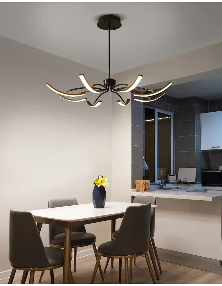 Modern Black Gold Dimming Pendant Light Nordic Creative LED Ceiling Chandeliers For Living Room Home Decor Light Fixtures