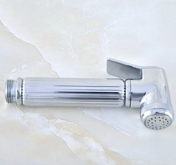 Polished Chrome Brass Bathroom Telephone Shape Hand Spray Handheld Shower head & 1.5m Shower Hose & Wall Bracket Lzh350