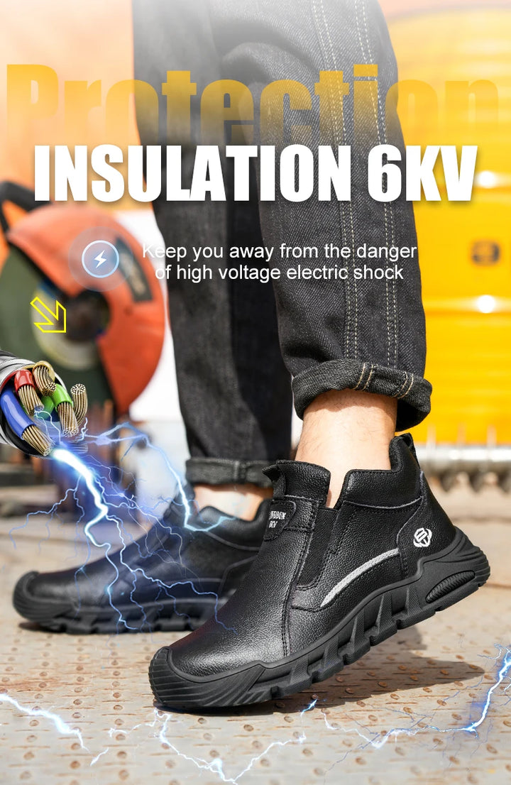 Insulated 6KV Plastic Toe Men's Safety Shoes Anti-impact Puncture-Resistant Work Boots Durable Labor Protection Footwear