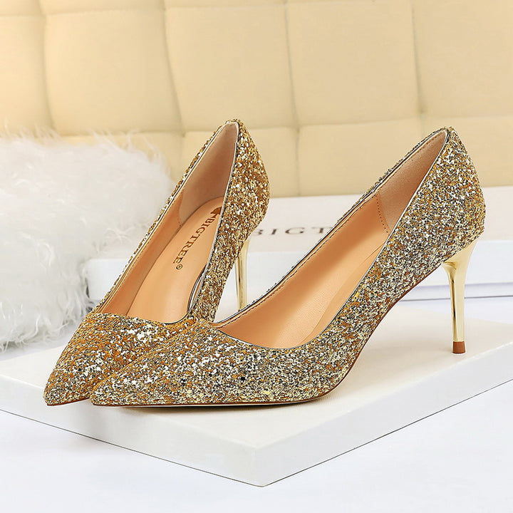 Women 7cm 9.5cm High Heels Bling Pumps Sparkly Heels