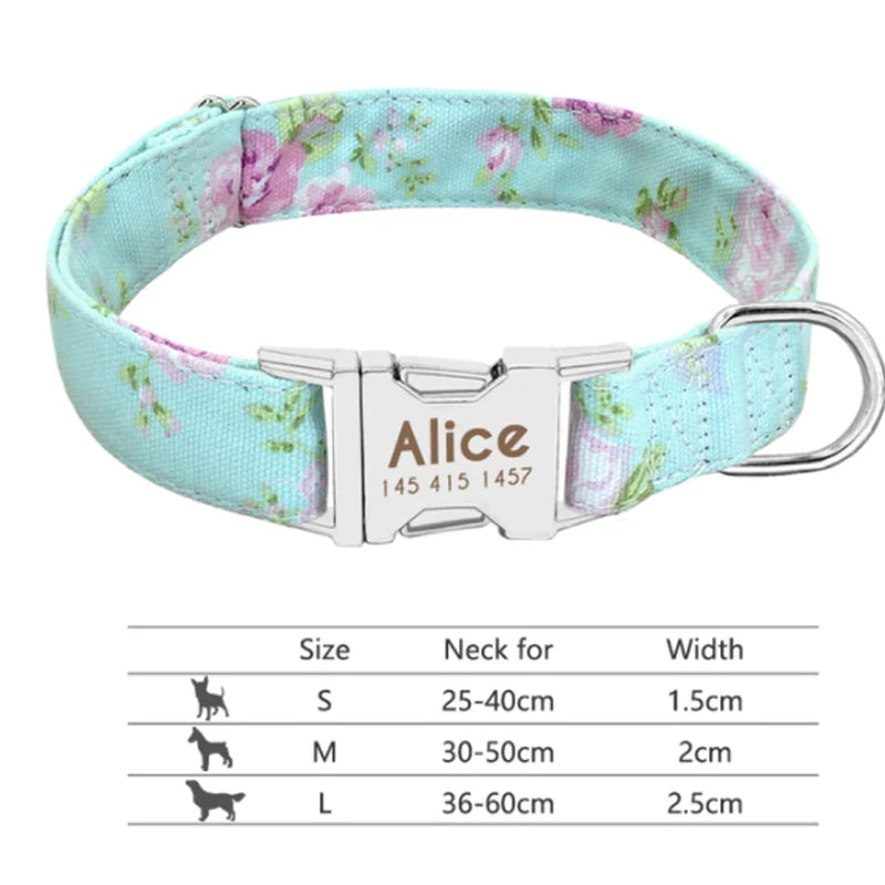 Personalized Small Medium Large Dog Cat Nylon Collar Custom Engraved Name ID Adjustable