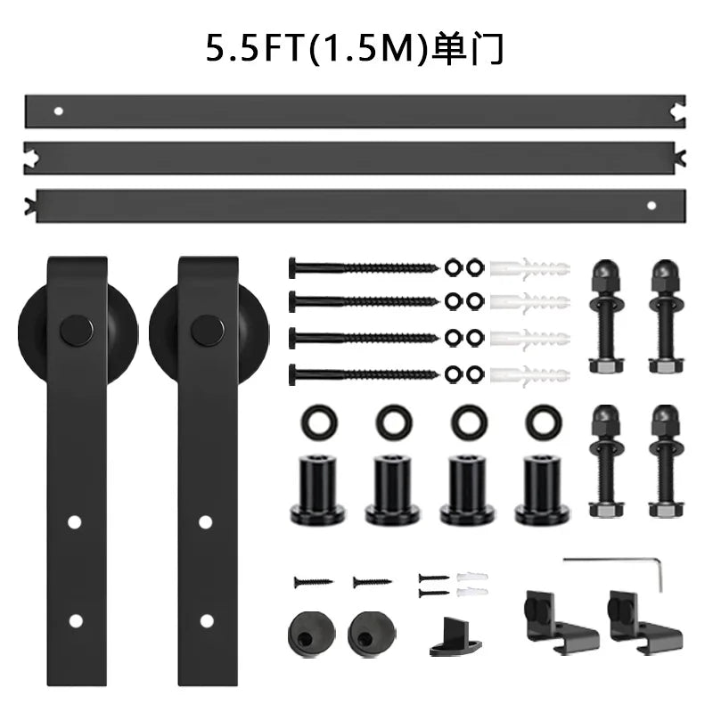 Barn door hanging rail complete set of hardware accessories guide rail for home sliding door slide rail hanging wheel