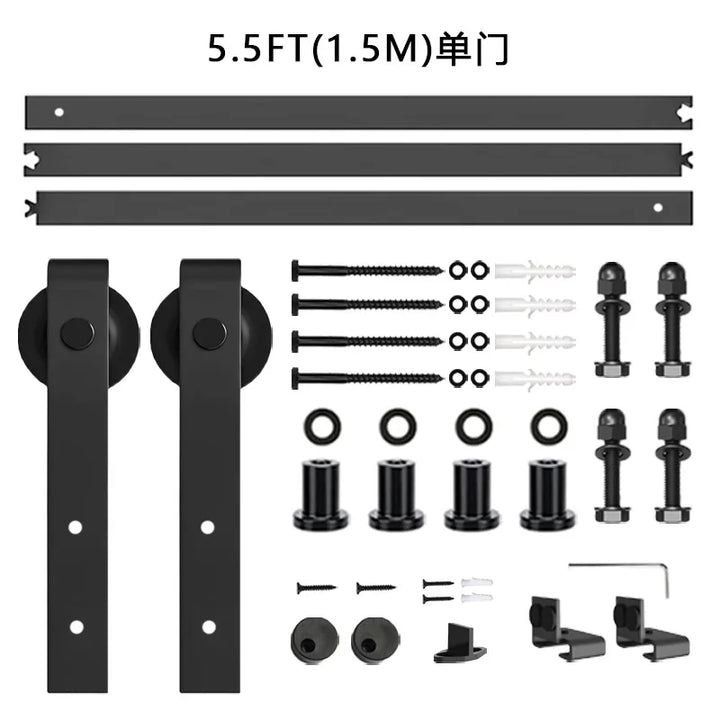 Barn door hanging rail complete set of hardware accessories guide rail for home sliding door slide rail hanging wheel