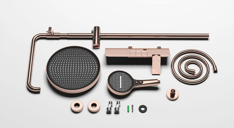 Rose Gold Shower Faucet Bathroom Hot Cold Mixer Bath Shower System Bathtub Wall Mount Round SPA Rainfall Luxury Set