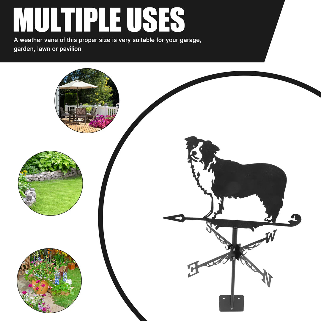 Wind Vane Border Collie Direction Indicator Weathervane Decorative Outdoor Yard Ornament Blade