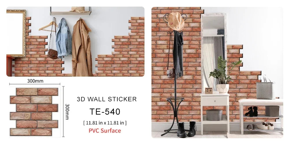 10/20PCS Imitation Brick Tile cobblestone Wall Stickers Water and Oil Proof for Kitchen Restaurant Tea room Relaxation area etc.