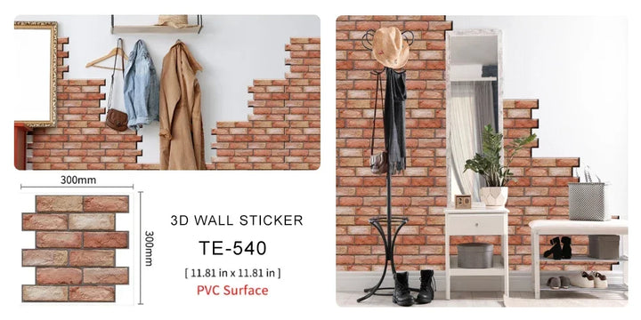 10/20PCS Imitation Brick Tile cobblestone Wall Stickers Water and Oil Proof for Kitchen Restaurant Tea room Relaxation area etc.