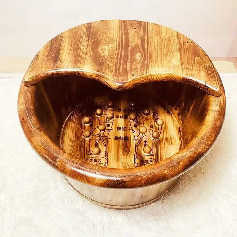 Carbonized foot soaking wooden bucket beauty salon home use solid wood insulation calf health foot bath tub wooden foot bath tub