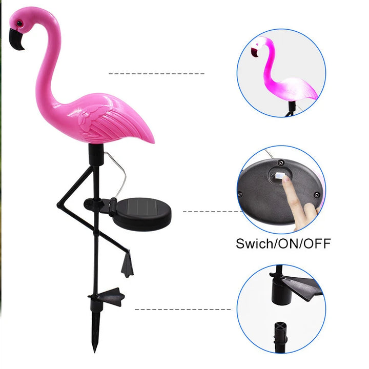 1/3Pcs Solar LED Light Flamingo Lawn Light Garden Light Outdoor Waterproof Pink Flamingo Lights Landscape Lighting Garden Decor