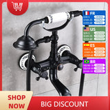 Antique Luxury Bathroom Shower Faucet Copper Black Bathtub Faucet Shower Set Wall Mounted 2 Handles Shower