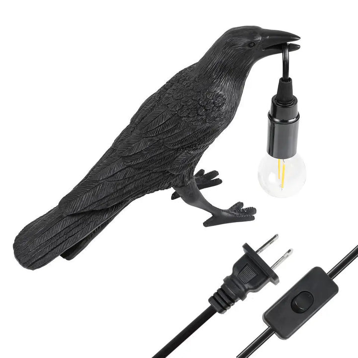 Resin Lucky Bird Crow Wall Lamp Table Lamp Night Light Bedroom Bedside Living Room Wall Lamp Home Decoration(Free bulb)