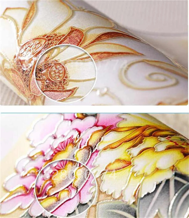 3D Custom Mural Wallpaper - Window Sea View with Red Flowers Stone Path Small Island Garden Lake Background wall for Home Decor