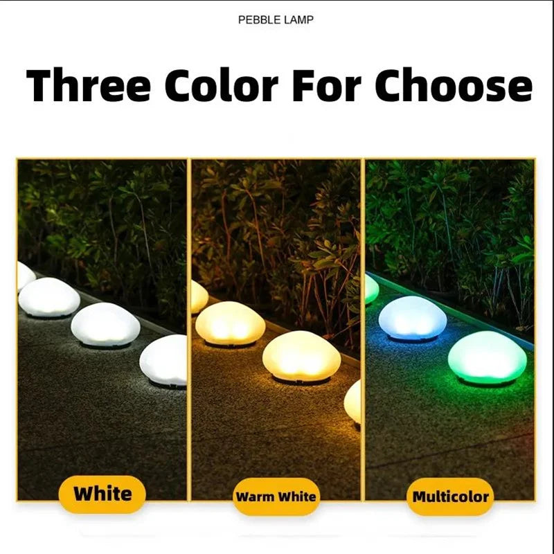 LED Solar Powered Goose Warm Stone Lights Outdoor Decorative Tile Stone Lights Wireless Twilight to Dawn Landscape Garden Decor