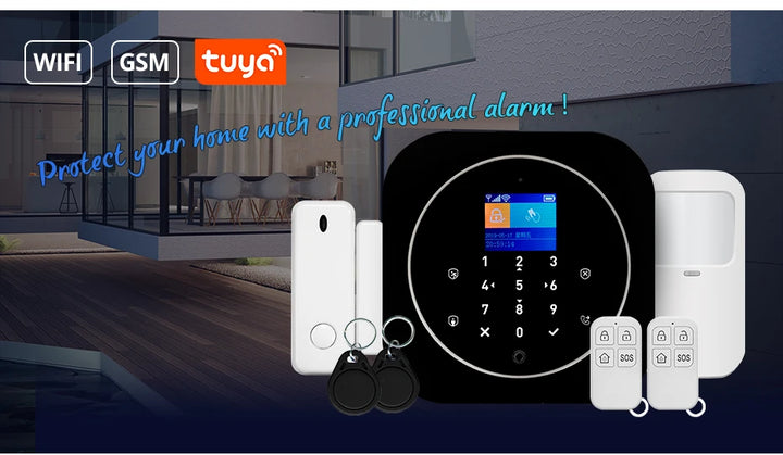 KERUI Tuya Smart Home Alarm System Kit G12 WiFi 2G GSM Home Security System with Door / Motion Sensor Smart Life Remote Control