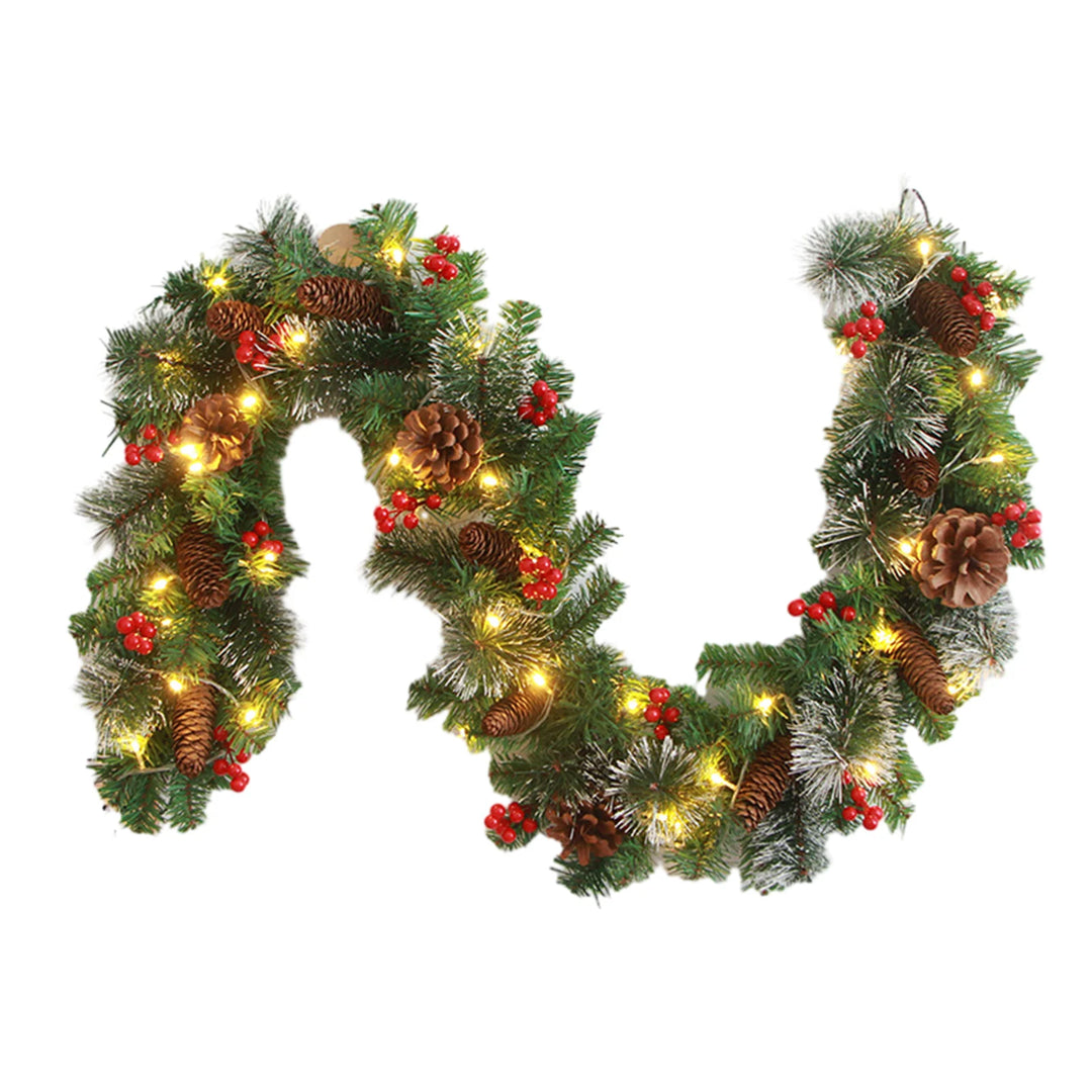 Christmas Garlands With Pinecones Red Berries Artificial Christmas Wreaths For Home Xmas Tree Stairs Door
