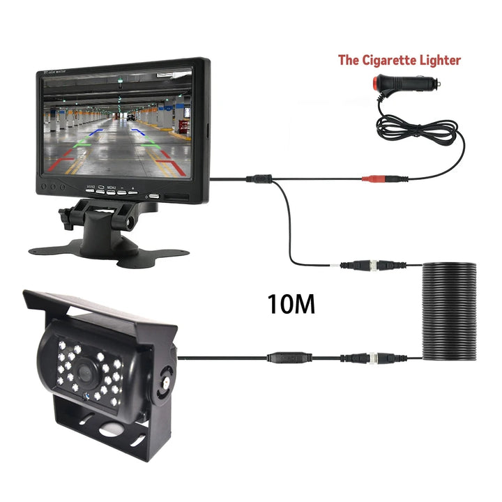 Backup Camera 7" HD TFT LCD Vehicle Rear View Monitor Waterproof Back Up Camera Night Vision for Truck RV